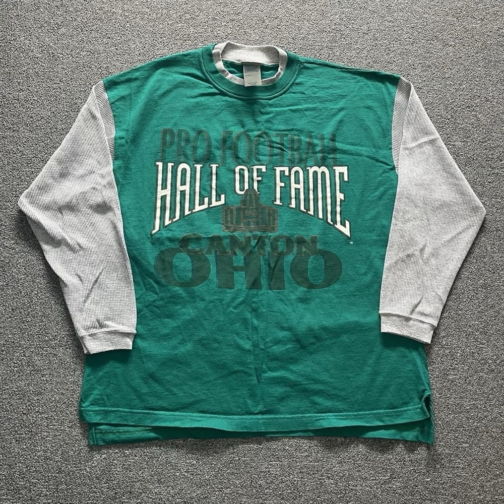 Pro‎ Football Hall of Fame Ohio Long Sleeve Shirt Green Grey Jostens Mens Large